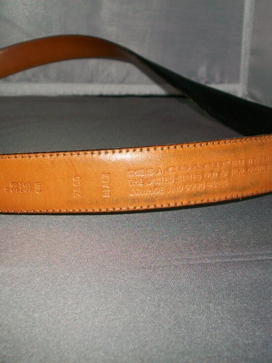 Vintage Coach USA Black Glovetanned Leather Belt Solid Brass Buckle Size 38 Styl